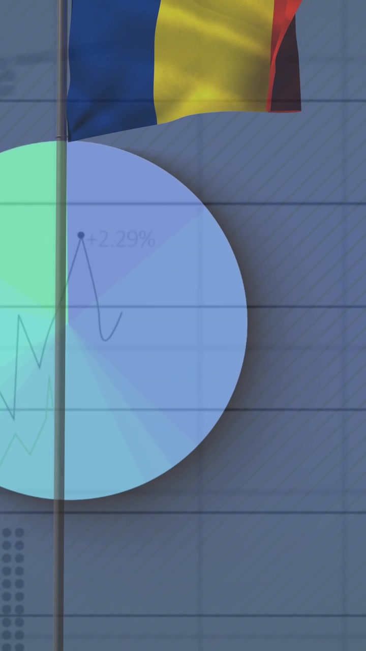 Animation of financial data processing over moving cogs