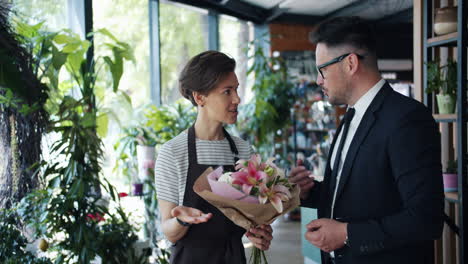 customer interaction in a flower shop