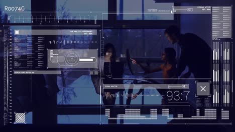 Digital-interface-with-data-processing-against-people-working-in-office