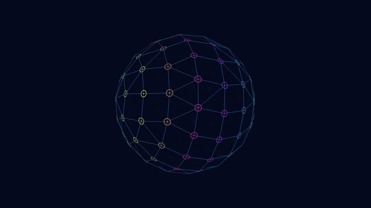 Dark Sphere Adorned With Complex Network Of Dots And Lines