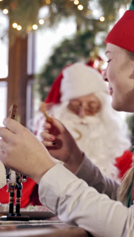 elf eating cookies. vertical video