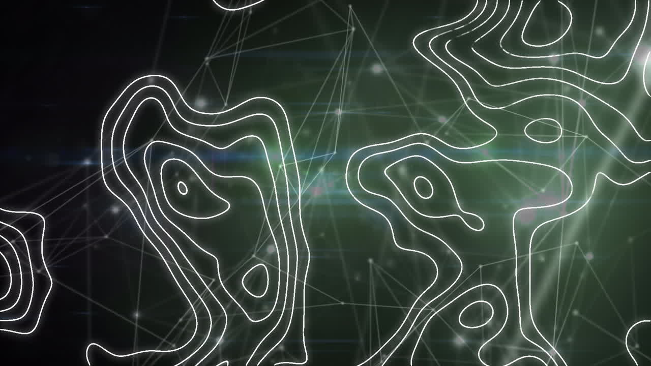 animación de líneas blancas del mapa y red de conexiones