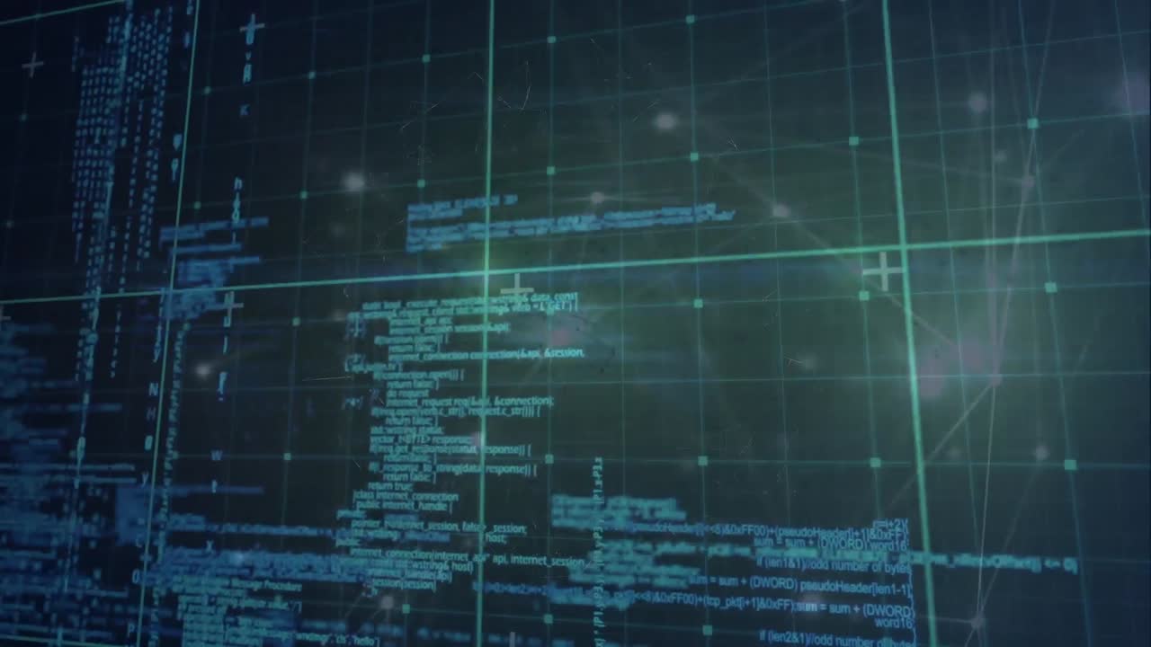 animación del procesamiento de datos a través de la red de red contra la red de conexiones en fondo azul