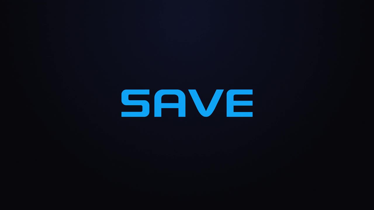 Glowing explosion SAVE text reveal blue and pink