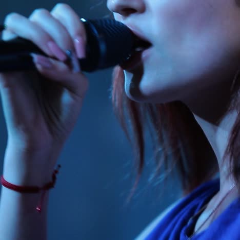 cantante con un micrófono en el escenario