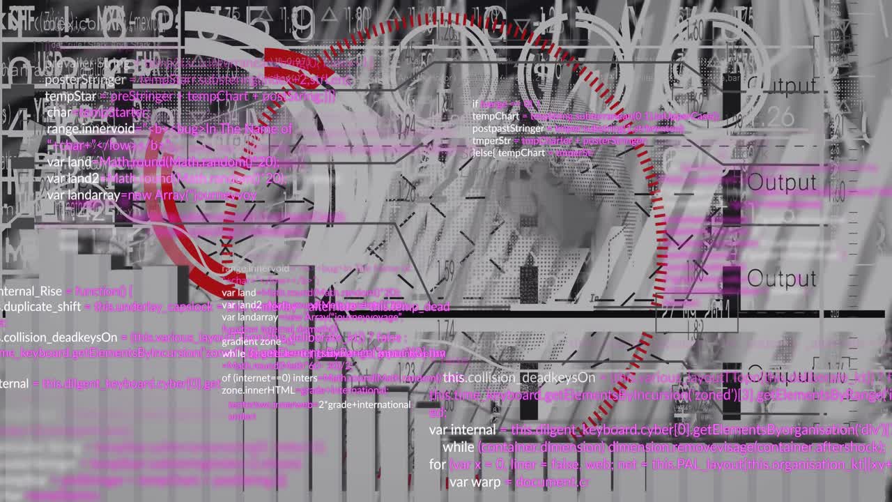 animación del escaneo del alcance y el procesamiento de datos sobre fondo negro