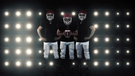 american football players standing face to the camera