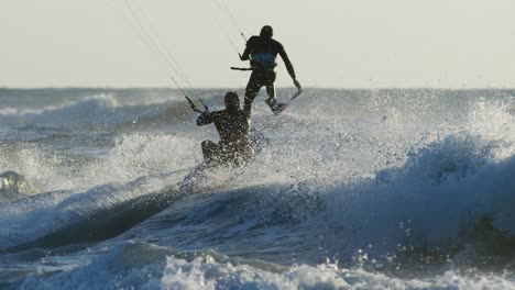 kiteboarding in ocean waves