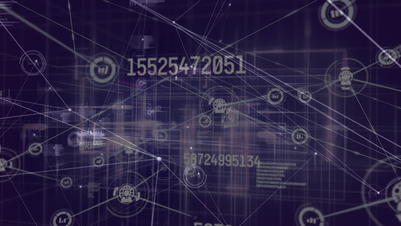 Animation of data processing on blue background