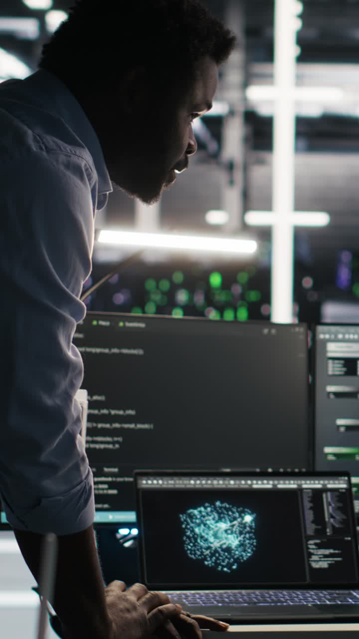 Vertical Video Server Hub Team Leader And Worker Using Node Tree Software To Optimize System
