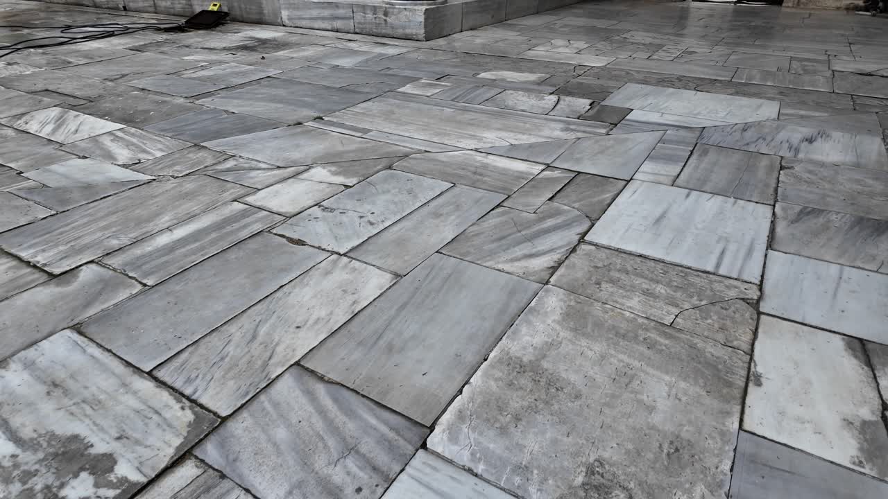 Close-up of Weathered Marble Pavement