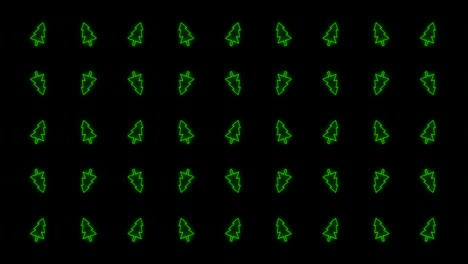 christmas tree tiled background animation pattern in glowing green and black