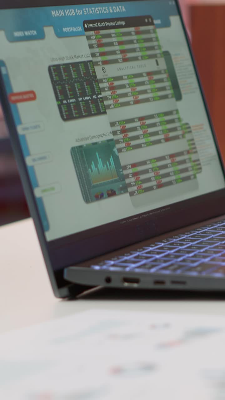 Laptop and Tablet Displaying Business Data and Financial Charts