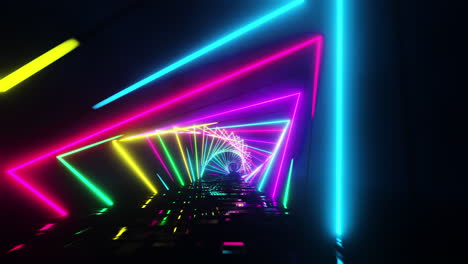 flying through multicolored triangles painted with light. infinitely looped animation.