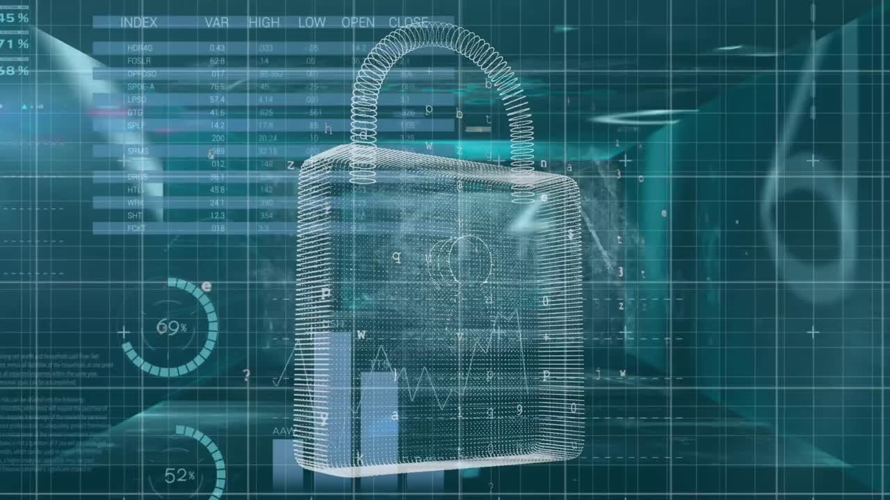 animación del procesamiento de datos a través de un candado