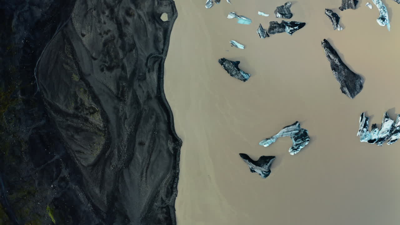 Glacial Riverbed with Icebergs