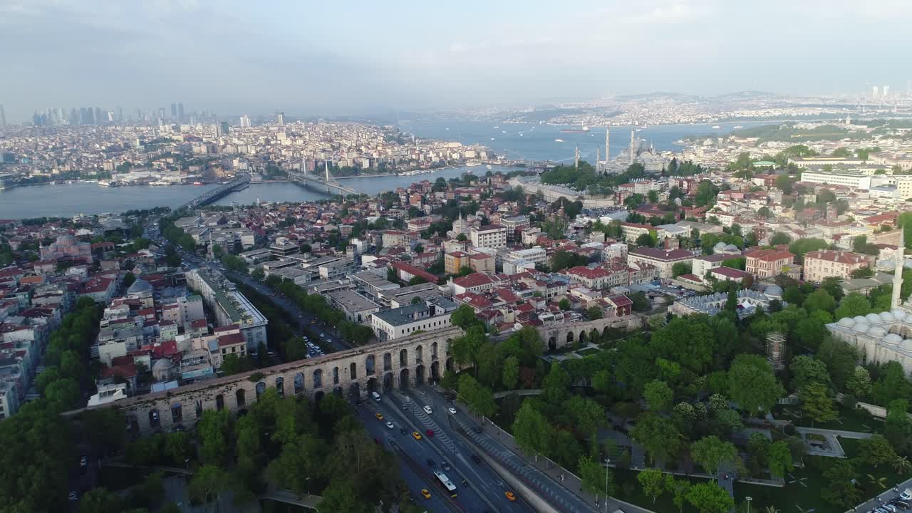 Istanbul Turkey Aerial Valens Aqueduct Drone Middle East Tensions Trump Ban Travel Tourism Mosque Bosporus