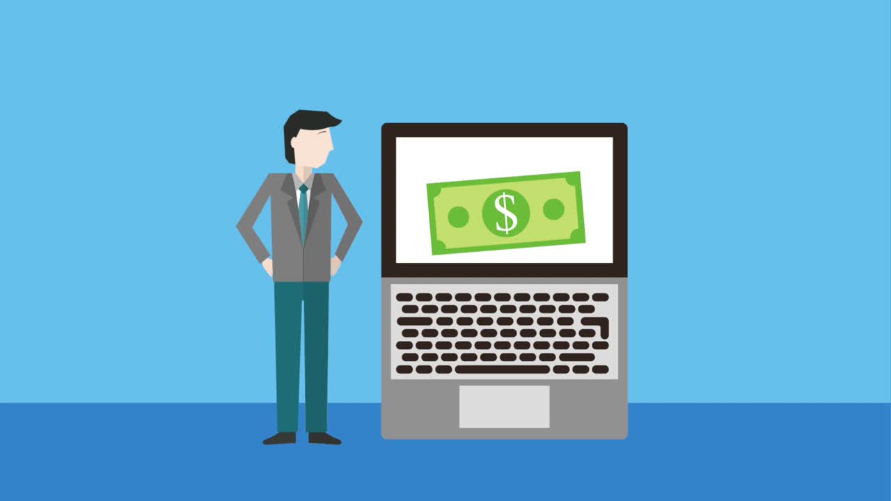 사업가 노트북 돈 지폐