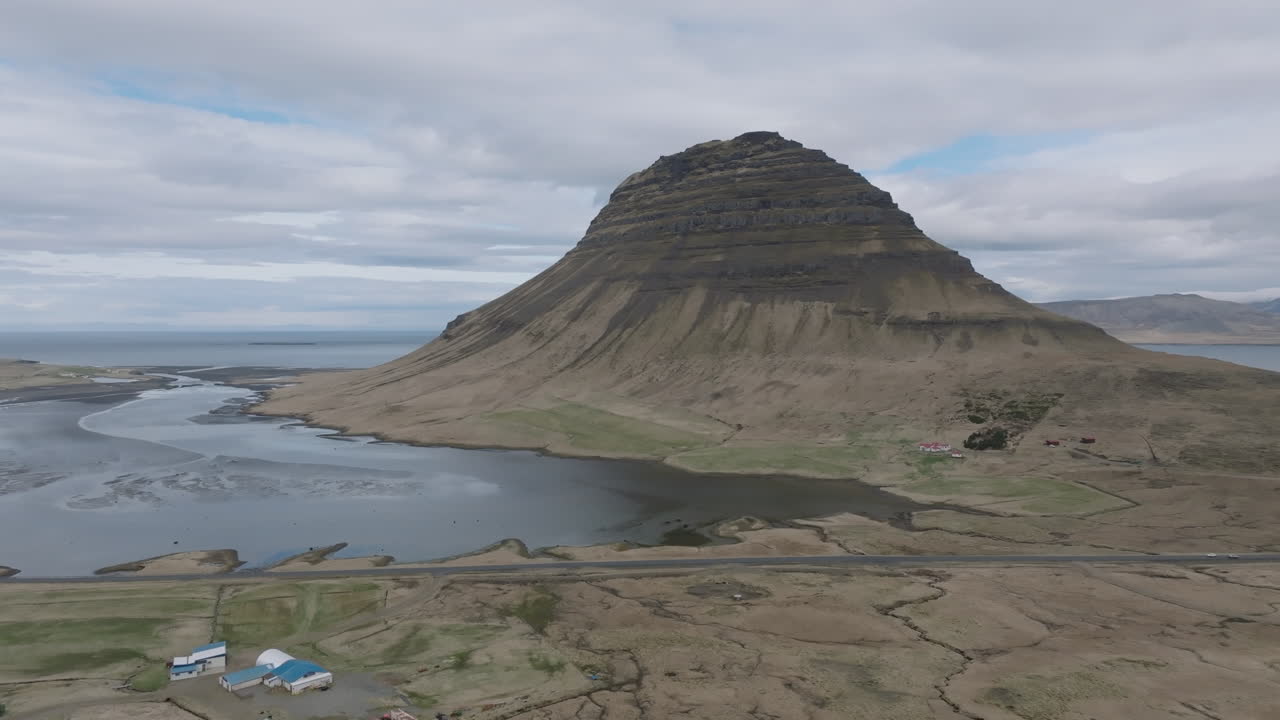 Kirkjufell Mountain and lake: Aerial Highlights of Iceland's Natural Splendor