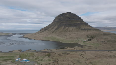 Kirkjufell-Mountain-and-lake:-Aerial-Highlights-of-Iceland's-Natural-Splendor