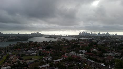 overcast skyline view from suburban vantage: a panorama of urban meets residential