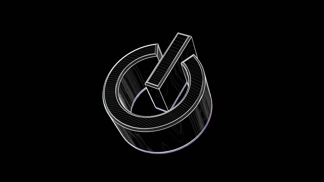 una estructura alámbrica de modelo de icono de potencia 3d, girando lentamente y fallando