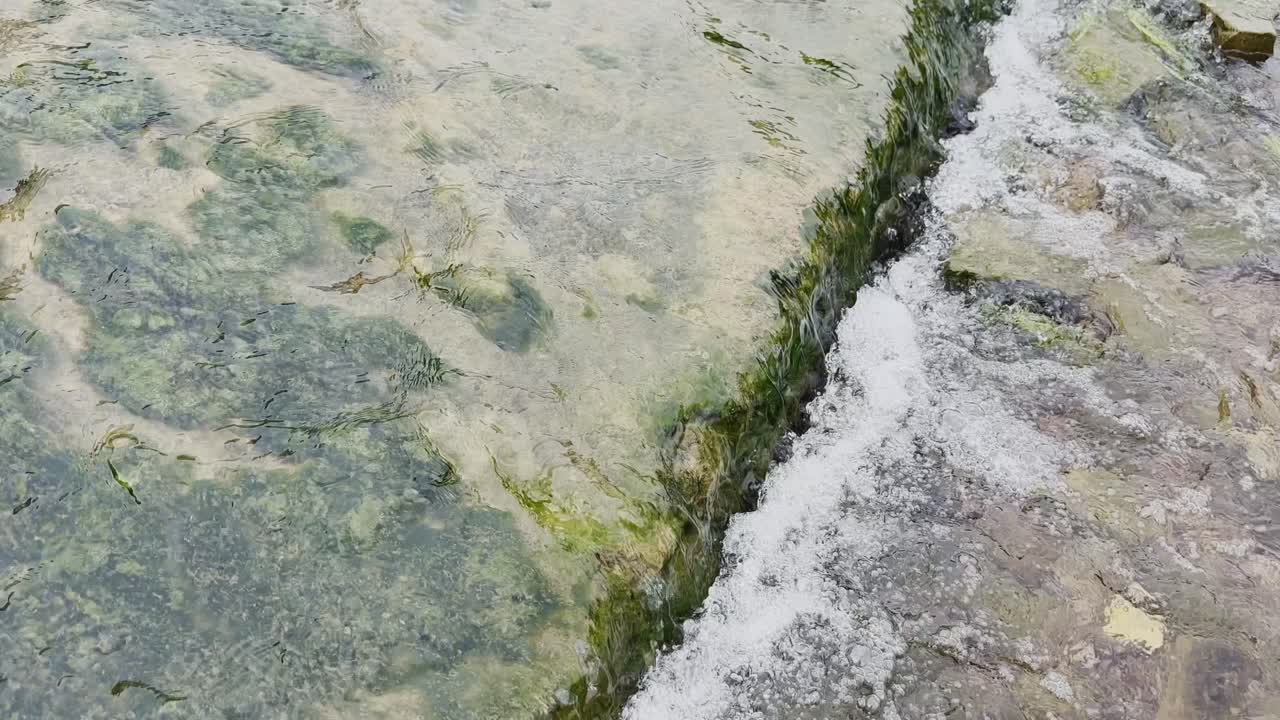 A stream of water flowing over rocks