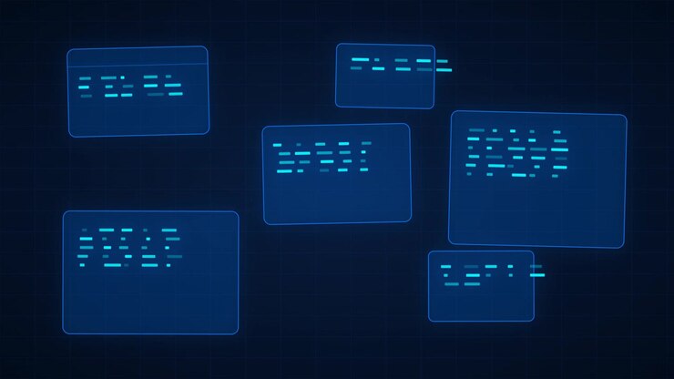 Digital Interface With Floating Data Windows and Abstract Code