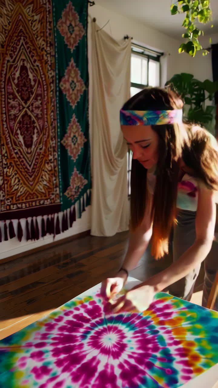Woman Creating Tie-Dye Art in a Beautiful Studio