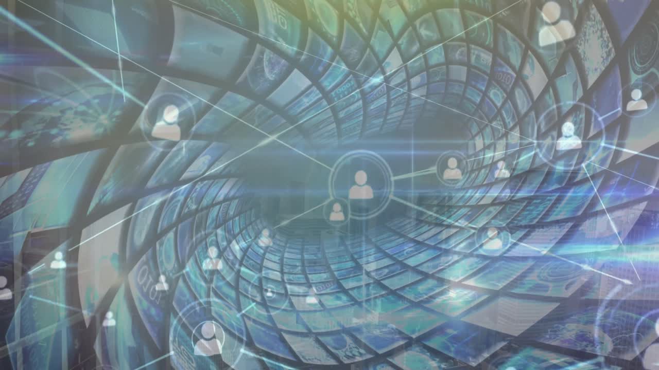 디지털 화면에 연결 및 데이터의 애니메이션