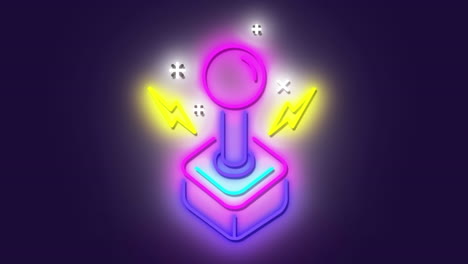 animación del icono del controlador de videojuegos de neón contra un fondo azul