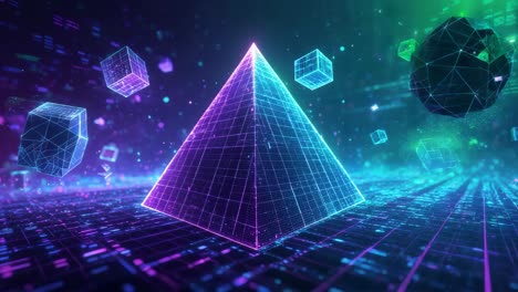 pirámide futurista en el espacio digital