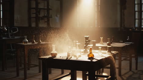 vintage laboratory scene with chemical equipment