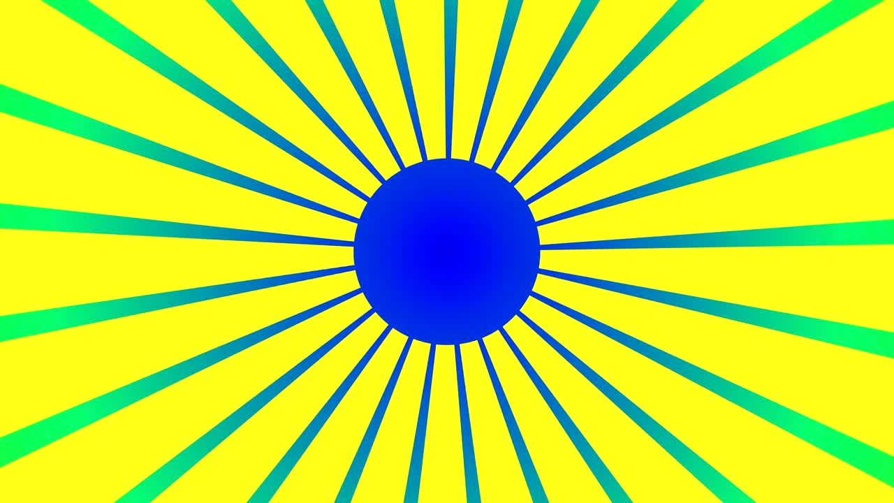 Sfondo vettoriale 4K Blue Burst. Sfondo con luce solare in stile cartone animato sul cielo con spazio per il tuo logo o titolo, bel sole a raggiera in stile vintage - Motivo retrò. Seamless loop. Sfondo per motion graphic e animazione