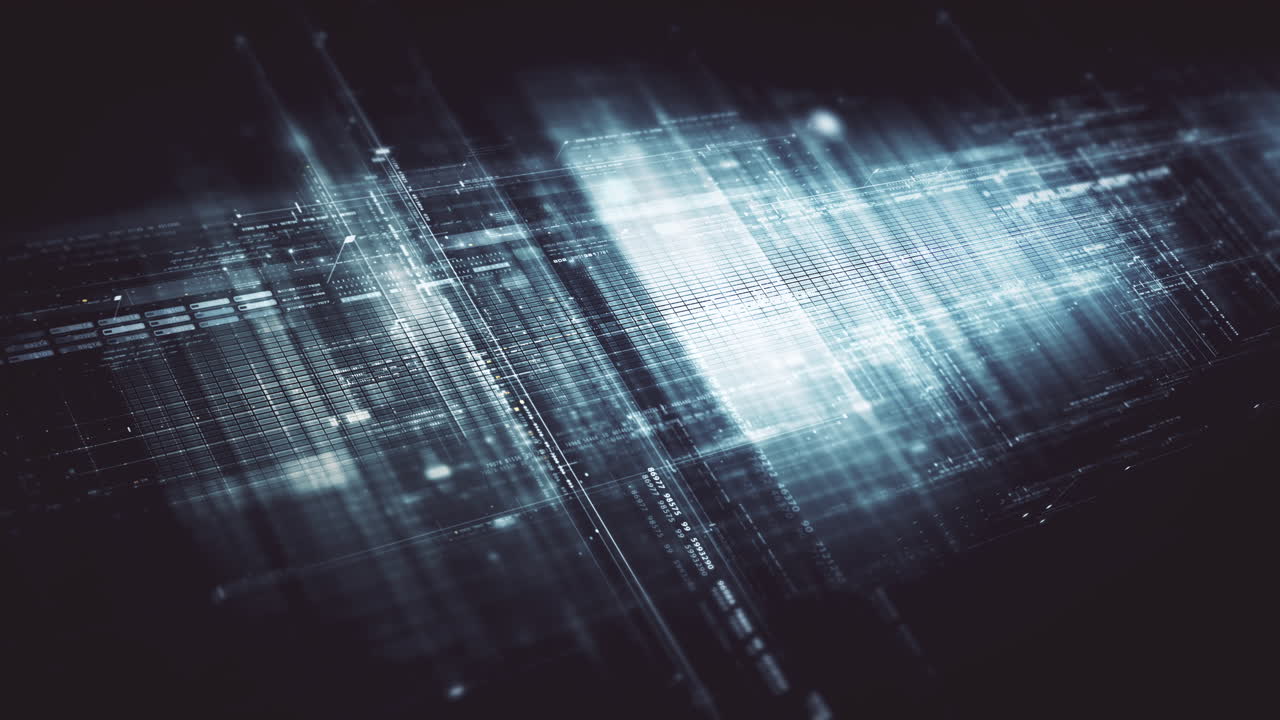 Futuristic screen display matrix, hi-tech digital data telemetry with encrypted numbers, display dynamic background for computer desktop screen display format