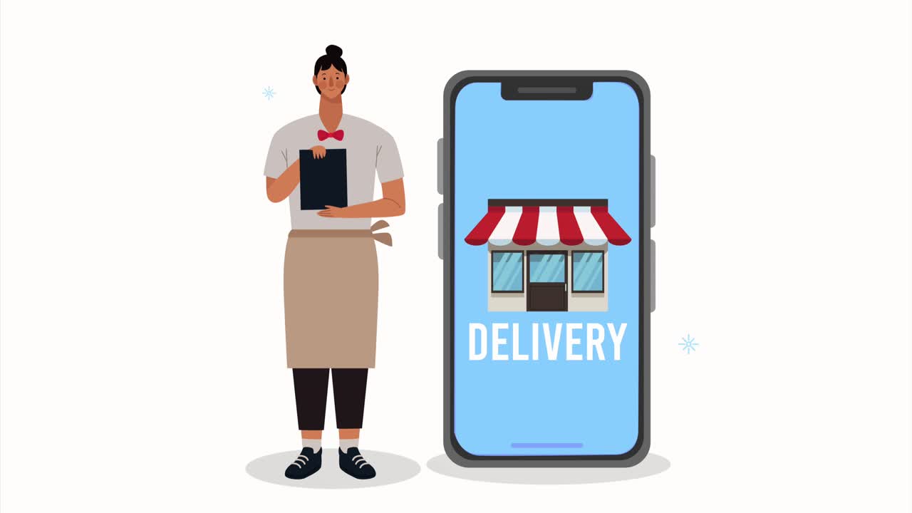 servicio de entrega de alimentos animación de letras