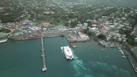 drone view of tt spirit passenger ferry docking at the port in tobago