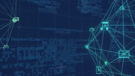 animation of data processing over blue background