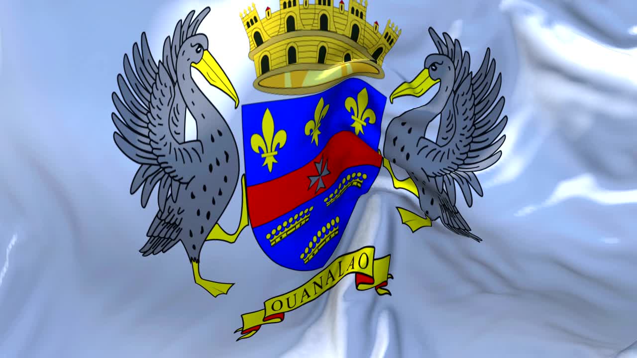 세인트 바르텔레미 발은 바람에 느린 동작 애니메이션 4k 현실적인 직물 질감 발 부드럽게 바람 날 연속적인 원활한 루프 배경에 불어.