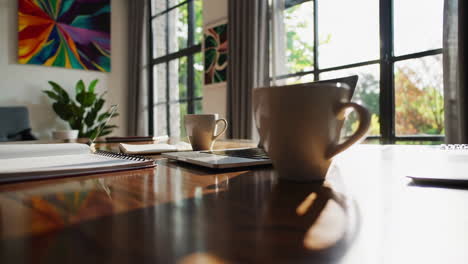 home office workspace with natural light