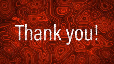 animation of thank you text over a red shape moving and changing