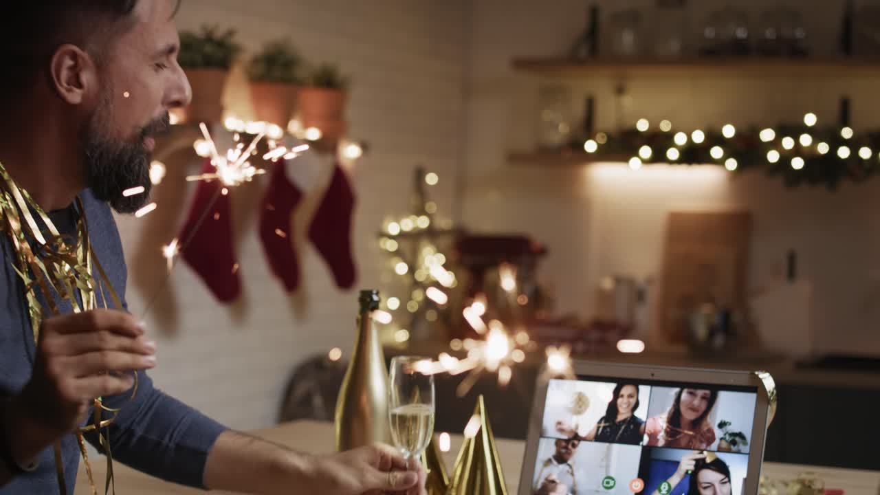 Video of celebrating New Year's Eve during a video call