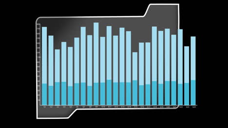 animação de gráficos financeiros e pasta em fundo preto