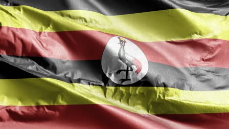 bandera textil de uganda ondeando en el bucle del viento. bandera de uganda balanceándose en la brisa. tejido textil de tela. fondo de relleno completo. bucle de 10 segundos.