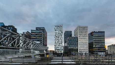 office buildings in barcode district from acrobat bridge