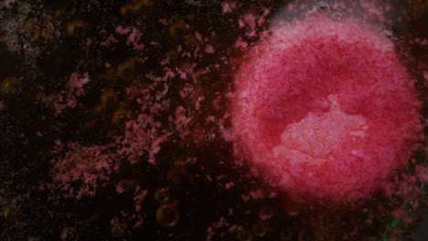 dissolving pink pill in liquid