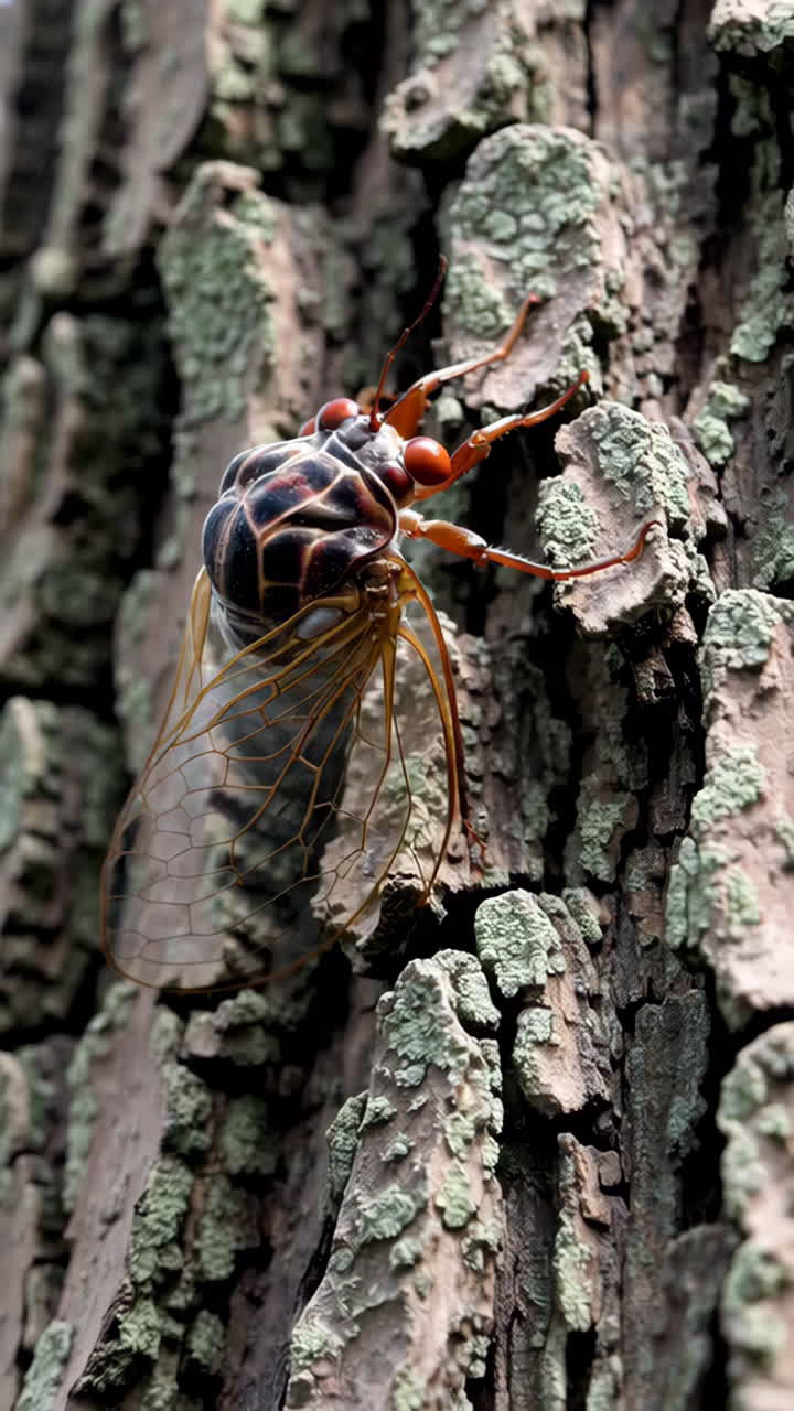Cicada on Tree Bark