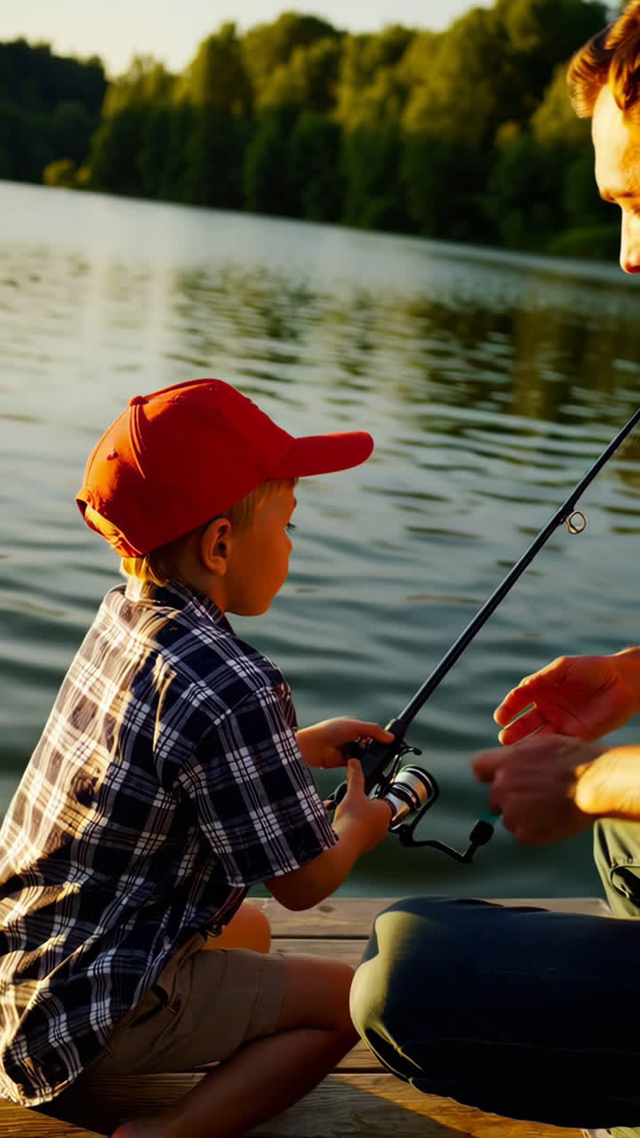아버지와 아들이  ⁇ 시하고 있습니다.