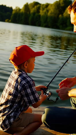 padre e hijo pescando