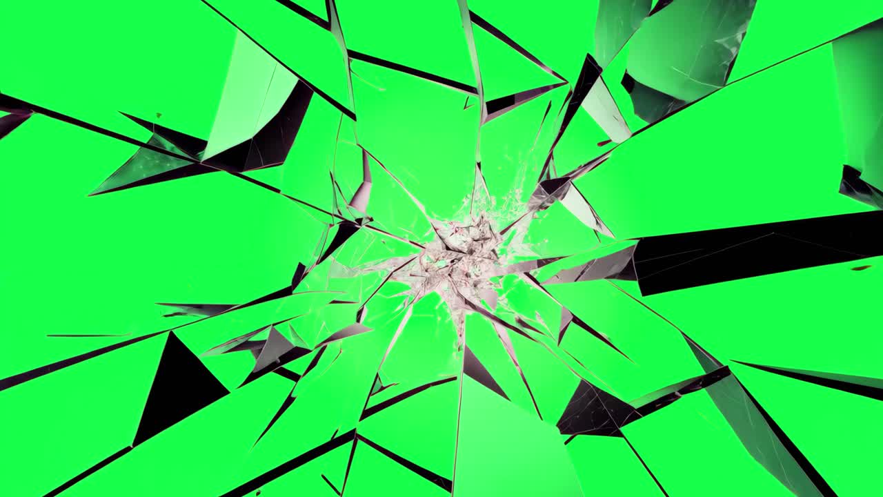 Cracked glass effect 4K video, transparent on green screen